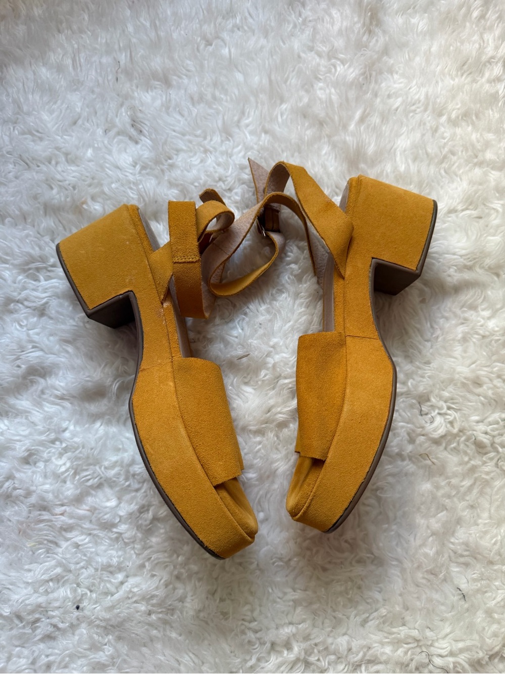 Seychelles Women’s Suede Block Heel Wrap Ankle in Mustard Yellow 8